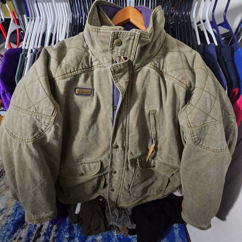 Columbia Vintage Quilted Canvas Jacket Green
